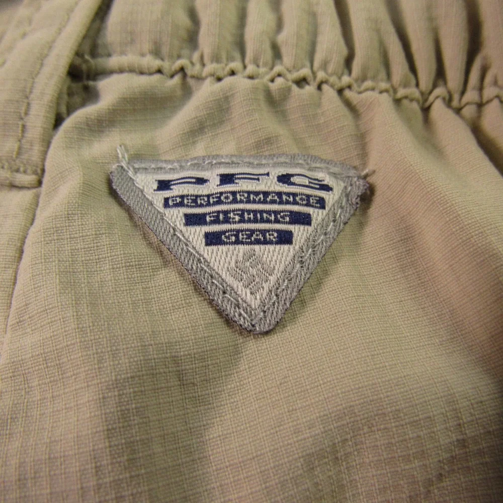 Columbia Pants Men Medium PFG Convertible Cargo Tan Nylon Ripstop Hiking Fishing